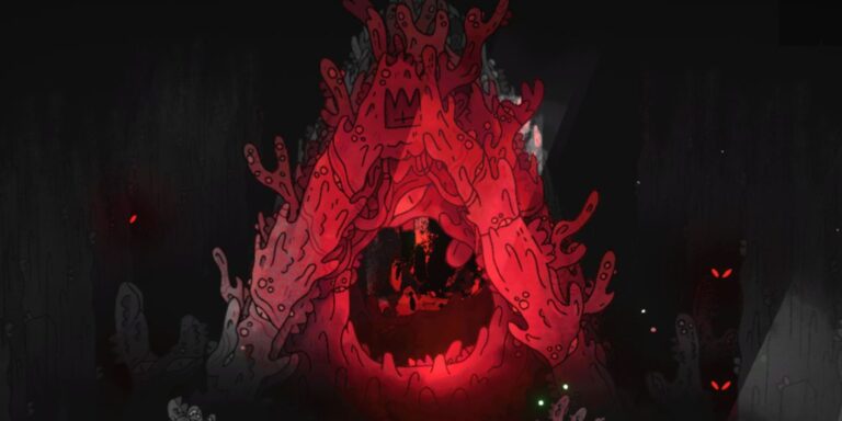 an ancient altar of the Red Crown hidden in the forest in Cult Of The Lamb