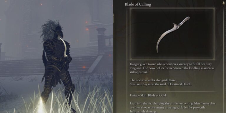 Split image showing Blade of Calling.