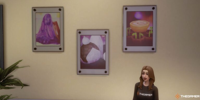 A Sim standing in front of their Experimental Food Photo Collection